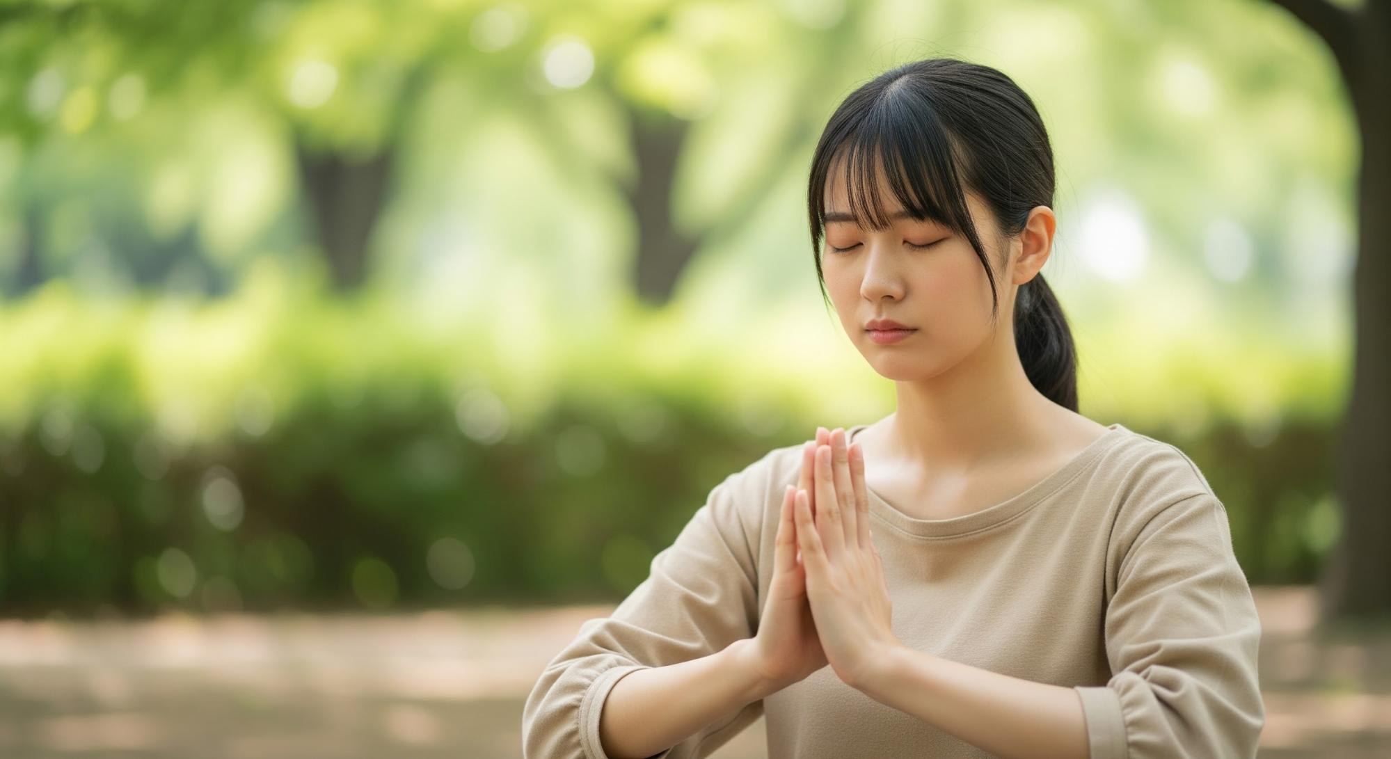 集中していながらも穏やかな表情の女性