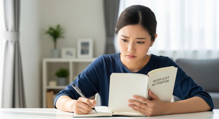 ノートをとる女性